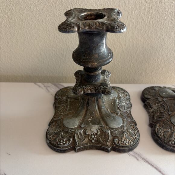 Lot Pair of 2 Silver Plated Candlesticks Taper Candle Holders Made in England - Picture 5 of 16